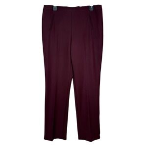 Style & Co Pants 10 Black Currant Burgundy Straight Tummy Control Comfort Waist